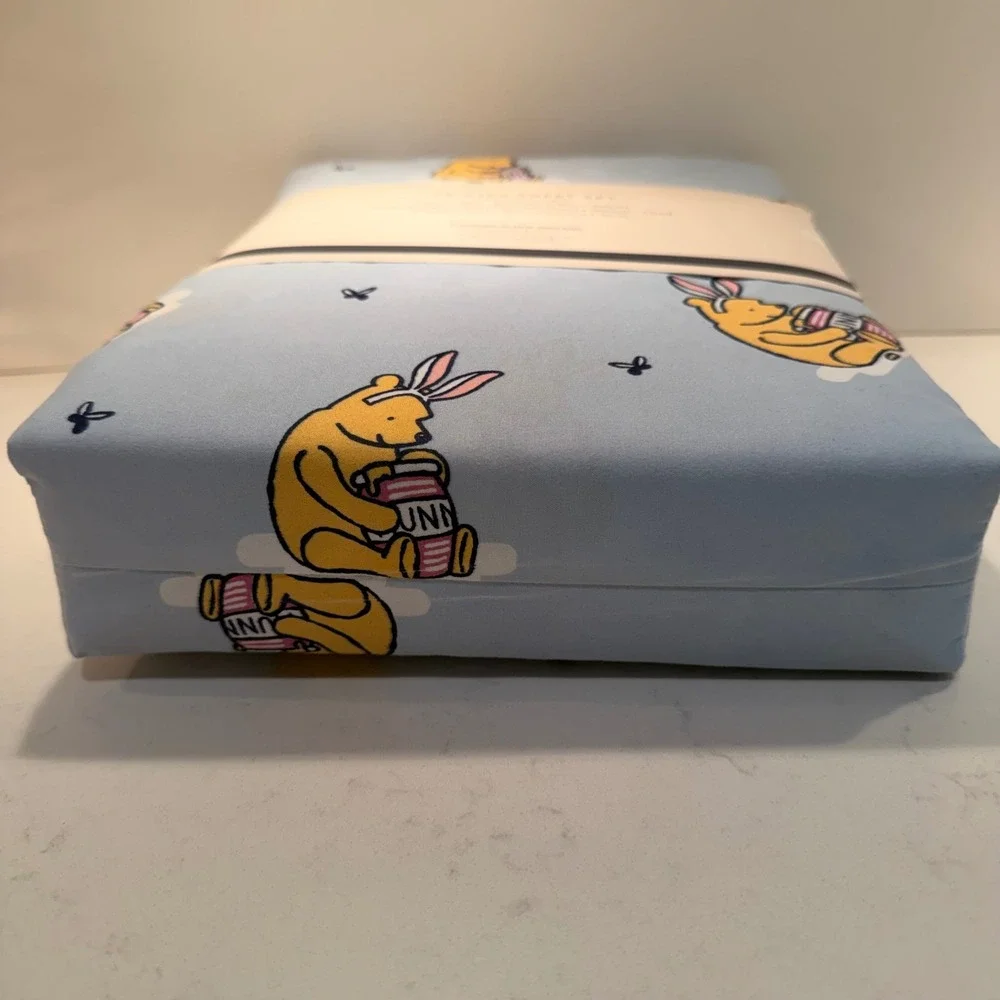 Life Is Good Winnie The Pooh Full Size 4 Pc Printed Bed Sheet Set Unisex Blue